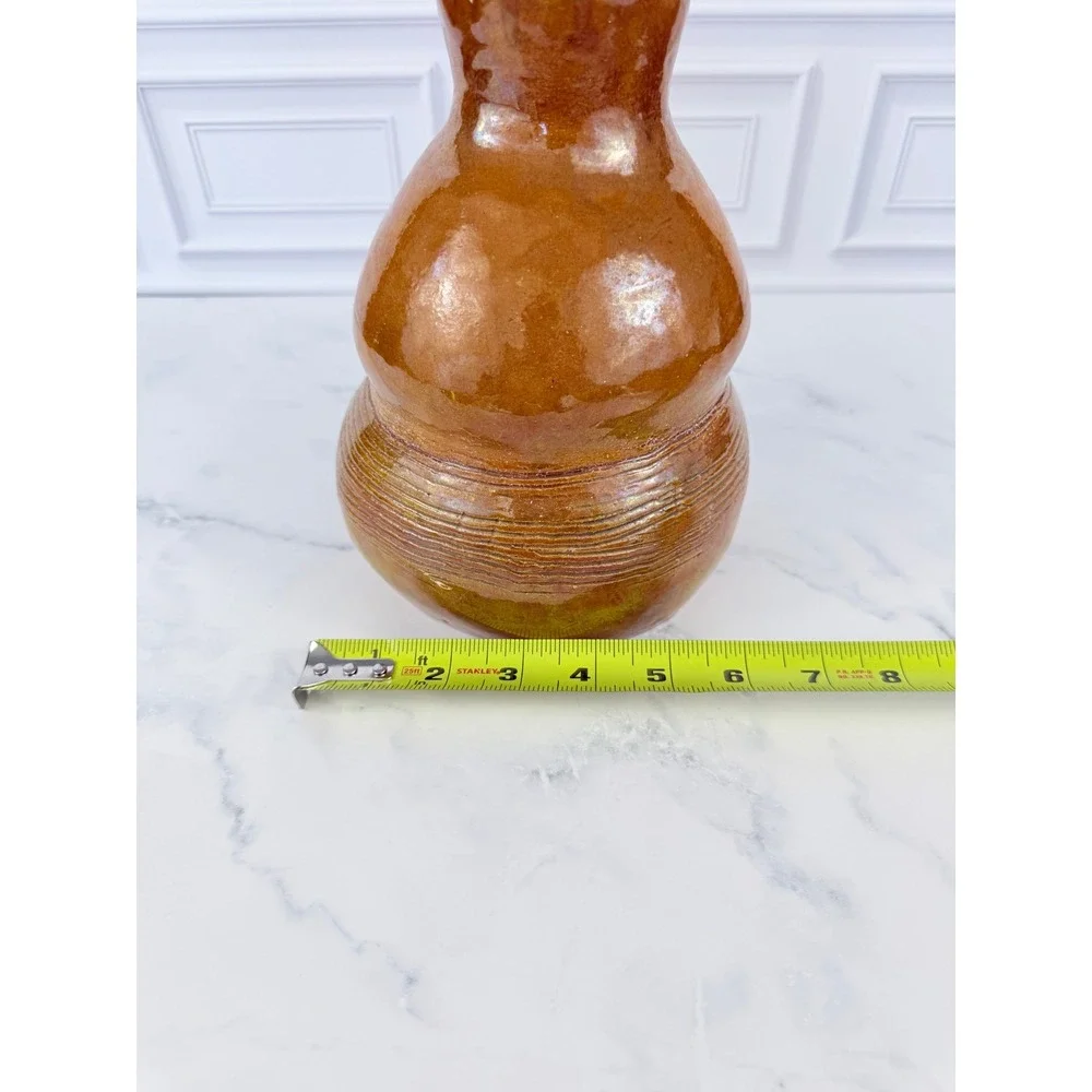 VTG Studio Pottery Gold Beehive Shape Honey Jar Vase Hand Thrown 8